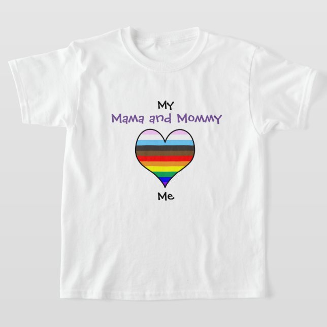 Camiseta Mama e Mamãe Rainbow Heart (Postura )