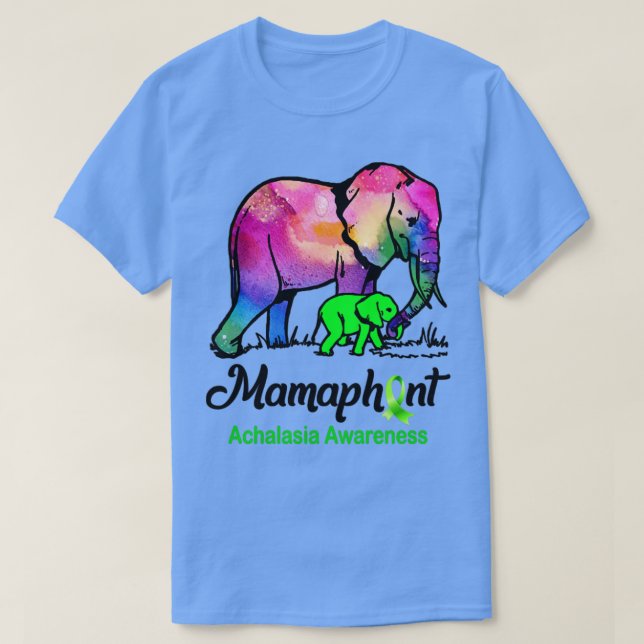Camiseta Mama Elefante Mamaphant Achalasia Consciência (Frente do Design)