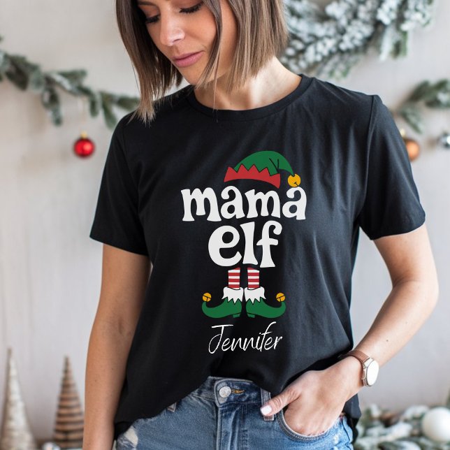 Camiseta Mama Elf Funny Elf Correspondendo Presente de Nata (Criador carregado)