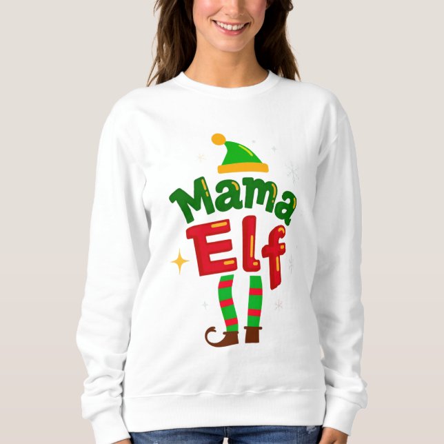 Camiseta Mama Elf Matching Family Christmas Design (Frente)