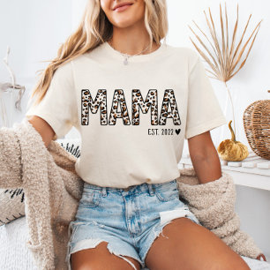 Camiseta Mama Est TShirt Leopard Print, Custom Mama Est