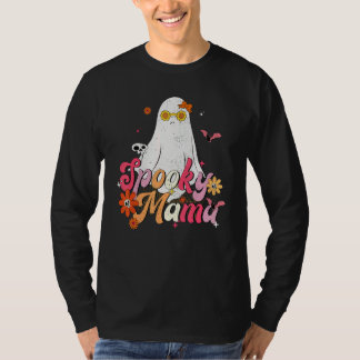 Camiseta Mama Fantasma Assustador Fofo Para o Halloween Hom