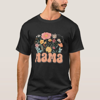 Camiseta Mama Floral Daisy Hippie Groovy Wildflower Funny M