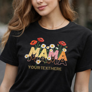 Camiseta Mama Floral Dia das Mães Nome Personalizado Papoul