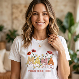Camiseta Mama Floral Dia das Mães Nome Personalizado Papoul