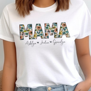 Camiseta Mama Floral Personalizada Adicionando Nomes de Cri