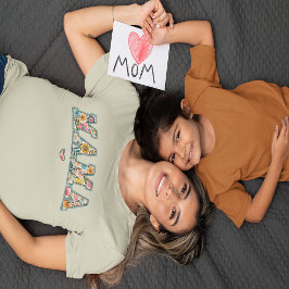 Camiseta Mama Flores Coração Floral