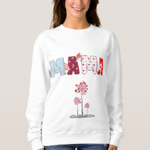 Camiseta Mama Heart Patchwork Sweatshirt - Bonita Mãe Flora