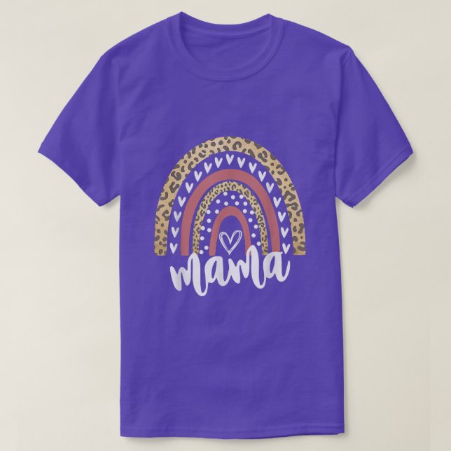 Camiseta Mama Leopard Rainbow  (Frente do Design)