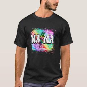 Camiseta Mama Leopardo Zebra Tie Dye Groovy Retro Família M
