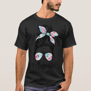 Camiseta Mama Life Messaging Hair Bun Dia de as mães