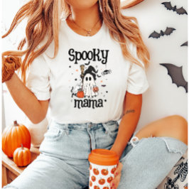 Camiseta Mama Louca Halloween - Fantasma Bonita, Gato e Abó