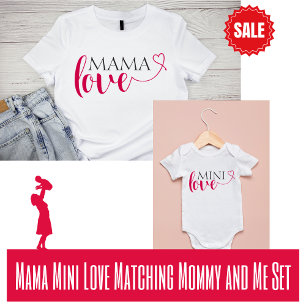 Camiseta Mama Love Mamãe and Me Namorados Mating Set