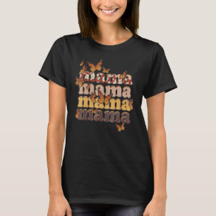 Camiseta Mama Mãe Borboleta Boho Mãe Leopardo Vaca Estampa 
