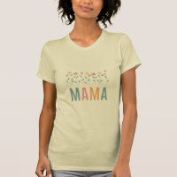 Camiseta MAMA manga curta minimalista com Flores S