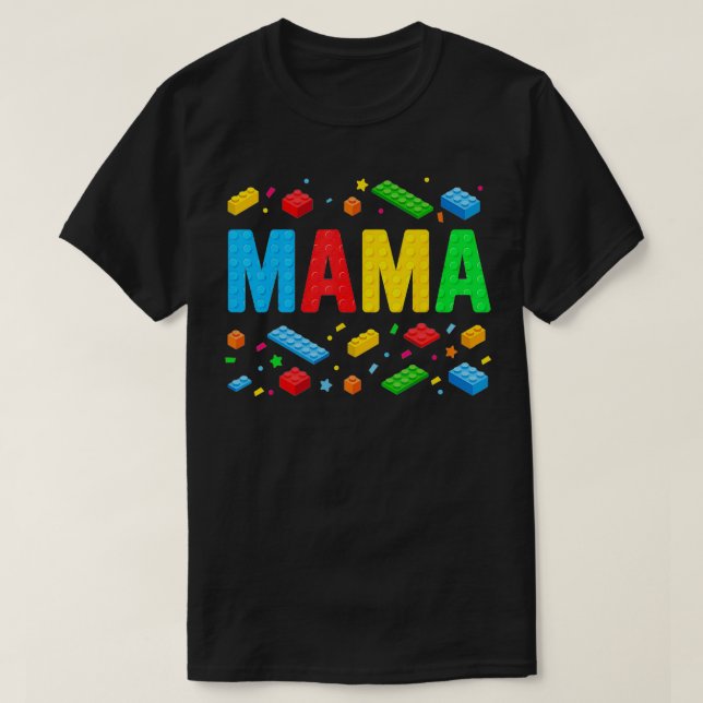 Camiseta Mama Master Builder Building Bricks Engraçado M (Frente do Design)