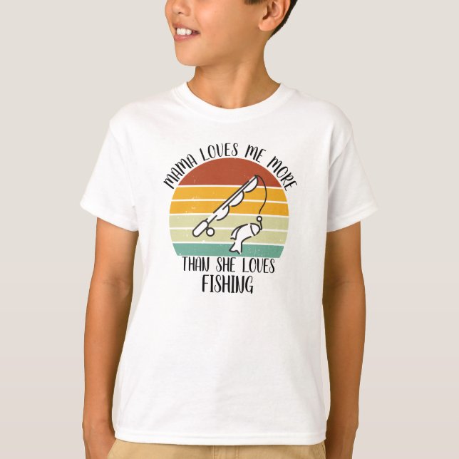 Camiseta Mama Me Ama Mais Do Que Ama Pescar PERSONALIZADO (Frente)