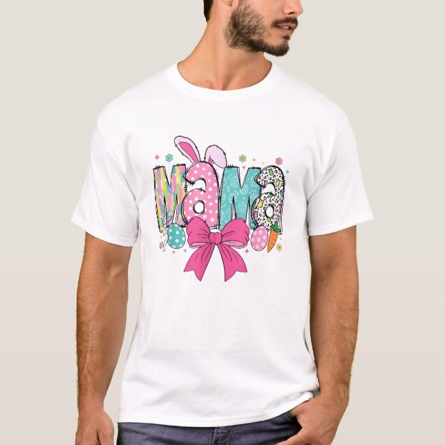 Camiseta Mama Mini Páscoa Combinando Mama Bunny Dia de Pásc (Frente)