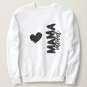 Camiseta Mama Mood Corações Preto e Branco Letra Rabiscada