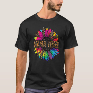 Camiseta Mama Ocidental Tentou Girassol Leopardo Serape Tin