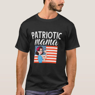 Camiseta Mama Patriótica Cute 4 de julho, Bandeira American