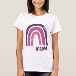 Camiseta Mama personalizada boêmica rosa-púrpura do arco-ír