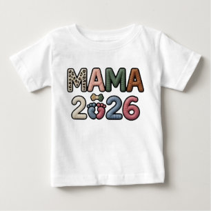 Camiseta Mama Personalizado 2026 Pés de Bebê Falso Lembranç