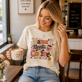 Camiseta Mama Precisa de Café Falso Fio