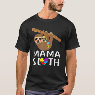 Camiseta Mama Preguiça Conscientização do Autismo Mãe Orgul