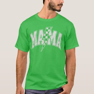 Camiseta Mama Relâmpago Xadrez Varsity Mãe Mulheres Mo