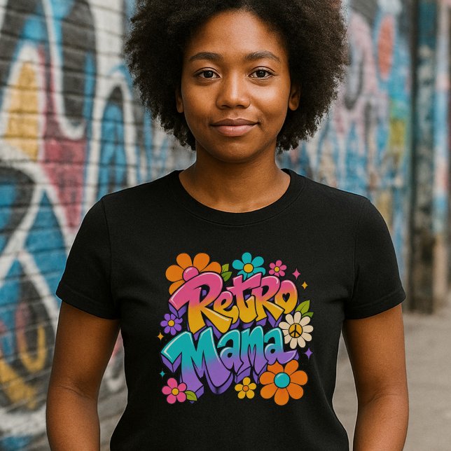 Camiseta Mama Retro Floral (Criador carregado)