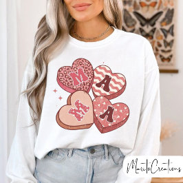 Camiseta Mama Retro Groovy,Hearts Mama, Mother's Day,