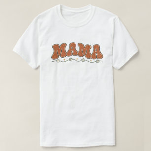 Camiseta Mama Retro Groovy Terracotta Floral