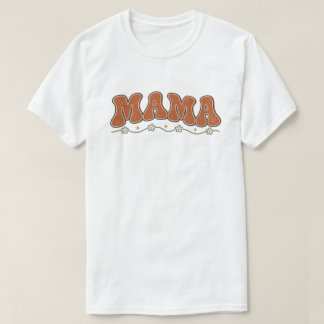 Camiseta Mama Retro Groovy Terracotta Floral