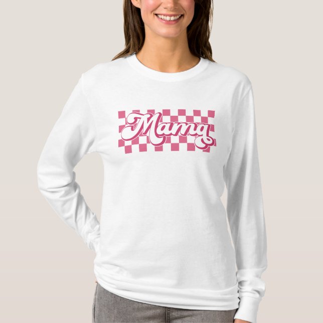 Camiseta Mama retrorreflectora, com verificação rosa (Frente)