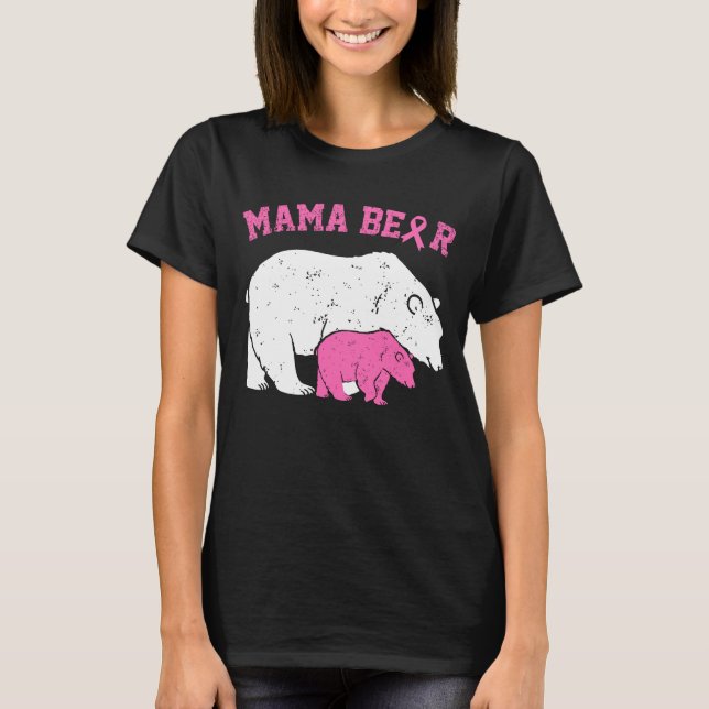 Camiseta Mama Rosa Bear Mama Sensibilização para o Cancer M (Frente)