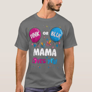 Camiseta Mama rosa ou azul-balão ama sua revelação de gêner