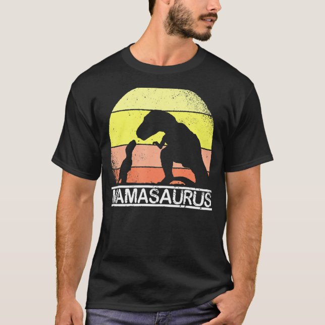 Camiseta Mama Saurus Dia de as mães Rex Dinossaur Para Mamã (Frente)