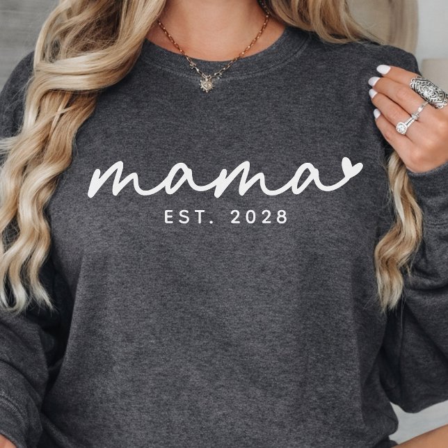 Camiseta Mama | Script Elegante Personalizado Dia das Mães  (New mom & first-time mom shirt, Mother’s Day & baby shower shirt, Pregnancy announcements shirt)