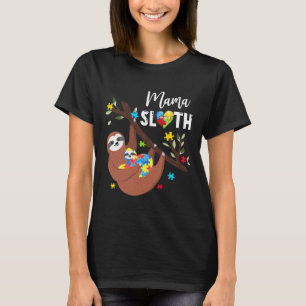 Camiseta Mama Sloth Quebra-cabeça Piece Autismo Sensibiliza