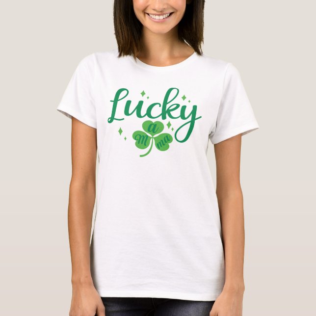 Camiseta Mama Sortuda, Dia de São Patrício (Frente)
