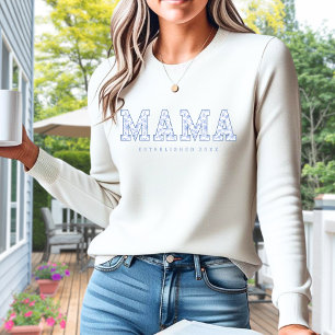 Camiseta Mama Sweater, Blue Toile Patterno Floral