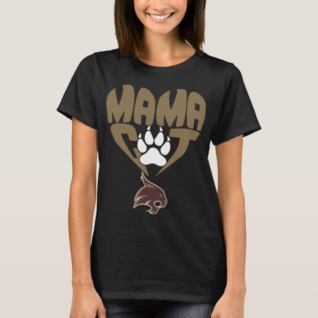 Camiseta mama texas state bobcats cat em forma de coração p (Frente)