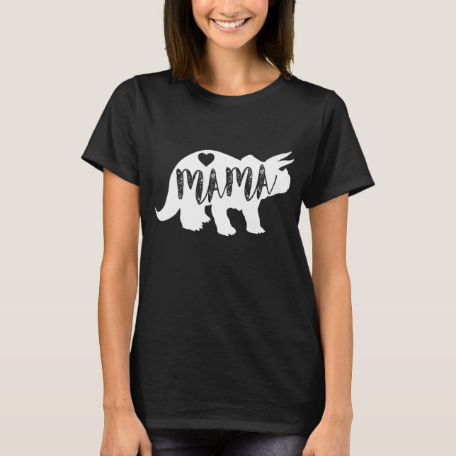Camiseta Mama Triceratops Dinossauro Engraçado Presente Par (Frente)