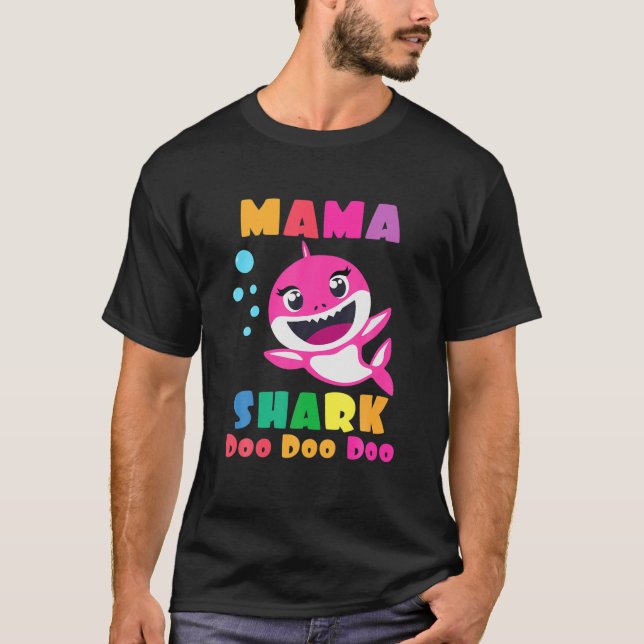 Camiseta Mama Tubarão Presente Bonito Correspondência Famil (Frente)