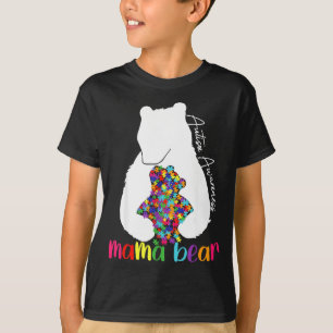Camiseta Mama ursa amor apoio consciência do autismo quebra