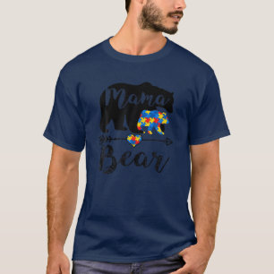Camiseta Mama Ursa Autismo Consciência Com Seta Quebra-cabe