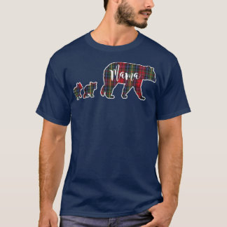 Camiseta Mama Urso com 2 Cubs Xadrez de Tartan Verde Azul