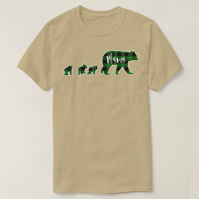 Camiseta Mama Urso com 3 Cubs Black Green Ch (Frente do Design)