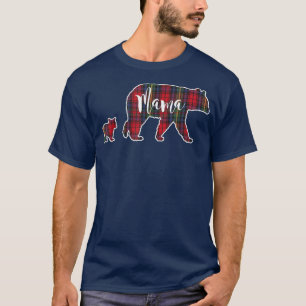 Camiseta Mama Urso com um Cub Tartan Xadrez Azul R